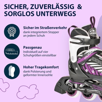 Detské korčule Hudora fialové, unisex vel.33-36