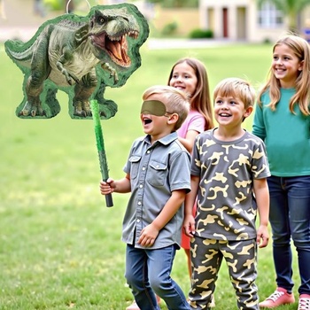 WERNNSAI Pinata s dinosaurem – Pinata s Tyrannosaurem a hůlkou pro děti, chlapce, dekorace na