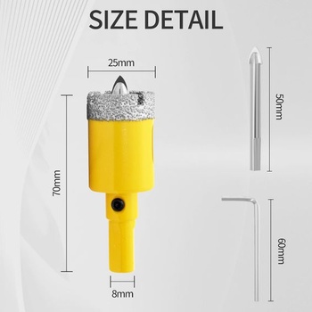 25mm diamantová dierová píla s pilotným vrtákom, diamantový jadrový vrták na sklo, dlaždice,