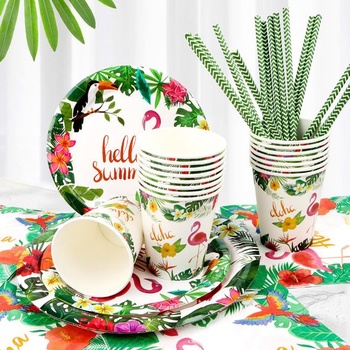 Sada párty riadu s plameniakmi, 81 kusov, sada párty riadu Aloha Hawaii, detská narodeninová