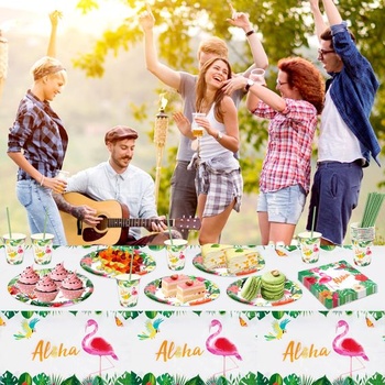 Sada párty riadu s plameniakmi, 81 kusov, sada párty riadu Aloha Hawaii, detská narodeninová