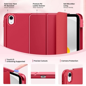 Puzdro MoKo pre iPad A16 11./10. generácia s držiakom na pero, vínovo červené
