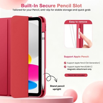Puzdro MoKo pre iPad A16 11./10. generácia s držiakom na pero, vínovo červené
