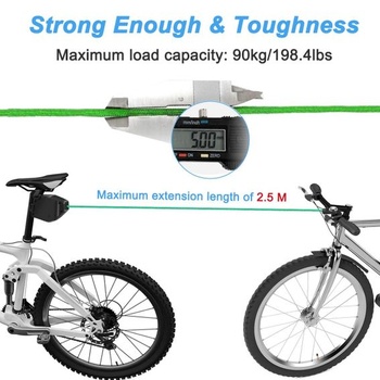 Ťažné lano pre deti na bicykel, 2,5m ťažné lano pre deti na bicykel, zaťahovacie ťažné lano pre bicykel,