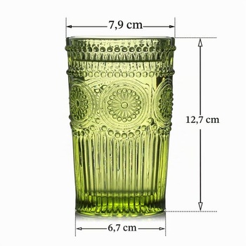 Kingrol 6dílné vintage sklenice na pití o objemu 350 ml, reliéfní romantické sklenice na vodu o