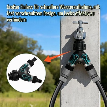 Dvojcestný rozdeľovač vody s uzatváracími ventilmi pre 1/2