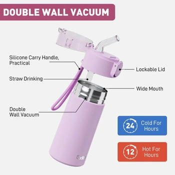 Malá fľaša na vodu z nerezovej ocele Exllena 150ml so slamkou, ovládanie jednou rukou, 100%