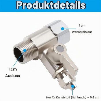 Adaptér pre pripojenie vody T-kus, uzatvárací ventil T-kus 3/8x3/8x1/4