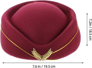 Čiapky letušky PRETYZOOM, veľkosť M, vínová vlnená čiapka letušky na kostýmy, cosplay, hudobné