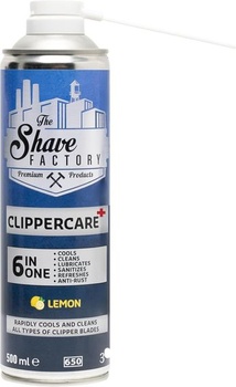 THE SHAVE FACTORY Clippercare – Sprej 6 v 1 500 ml – Údržbový sprej pre zastrihávače vlasov –