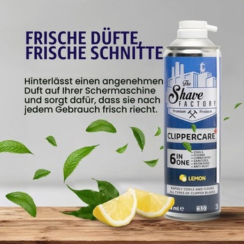 THE SHAVE FACTORY Clippercare – Sprej 6 v 1 500 ml – Údržbový sprej pre zastrihávače vlasov –