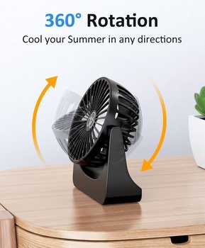 PALATALA stolní ventilátor, mini ventilátor, USB ventilátor se 3 rychlostmi a 360° rotací,
