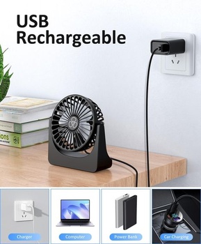PALATALA stolní ventilátor, mini ventilátor, USB ventilátor se 3 rychlostmi a 360° rotací,