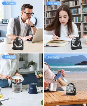 PALATALA stolní ventilátor, mini ventilátor, USB ventilátor se 3 rychlostmi a 360° rotací,