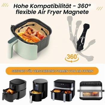 Magnety do fritézy, papier na pečenie – 5 kusov, dĺžka 17,5 cm, silikónové, bez BPA, čierne – 6 ks