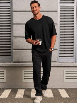 Pánske tričko Runcati Oversized s okrúhlym výstrihom a krátkym rukávom, veľkosť M, čierne