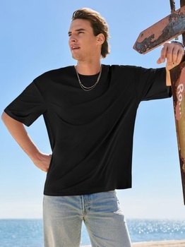 Pánske tričko Runcati Oversized s okrúhlym výstrihom a krátkym rukávom, veľkosť M, čierne
