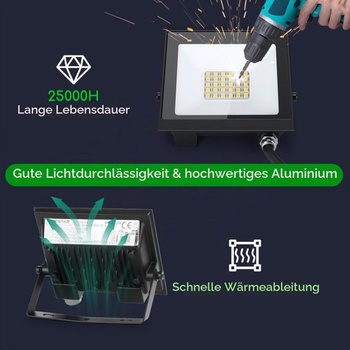Venkovní LED reflektory Aigostar 20W, balení po 2 kusech, přírodní bílá 4000K 1800 lumenů,