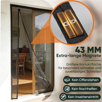 Sekey magnetická síť proti hmyzu na balkonové dveře, ochrana proti hmyzu pro boční otevírání,