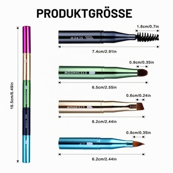 Sada štětců na make-up simarro 4 v 1, přenosná, cestovní, velikost, barva