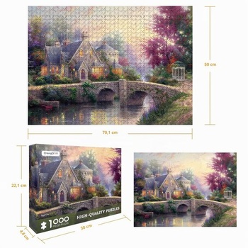 ChengQiSM 1000dielne puzzle - Dedina a malý most - Nemožné puzzle pre dospelých (70x50 cm) Sady