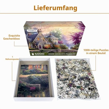 ChengQiSM 1000dielne puzzle - Dedina a malý most - Nemožné puzzle pre dospelých (70x50 cm) Sady