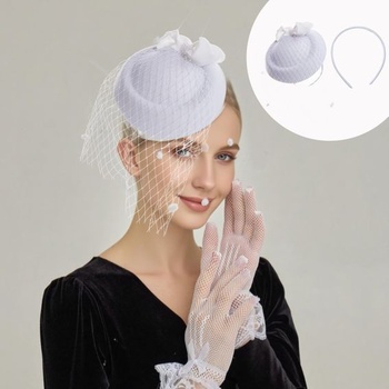 Dámsky klobúk NICENEEDED Vintage Fascinator, pokrývka hlavy s mašľou a čipkou v štýle 20. a 50.