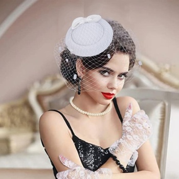 Dámsky klobúk NICENEEDED Vintage Fascinator, pokrývka hlavy s mašľou a čipkou v štýle 20. a 50.