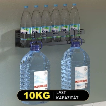 Stojan na koření, kuchyňská police, nástěnná bez vrtání, 40 cm, černá, se 4 háčky