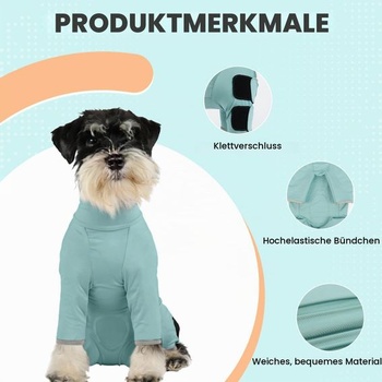 Pooperačná kombinéza pre psy s celým telom, znovuuzatvárateľná brušná časť, alternatíva k krčnému