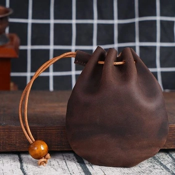 Kožené puzdro, vintage peňaženka na mince, retro kožená peňaženka na mince, kožená peňaženka,