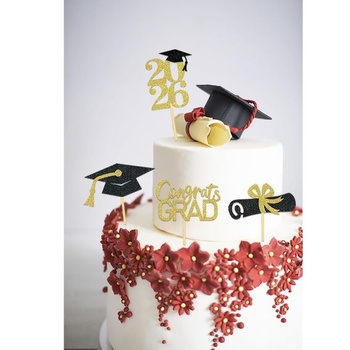 24 kusov dekorácií na muffiny k promócii 2026, prispôsobiteľné, dekorácie na tortu, trblietavé, dekorácie