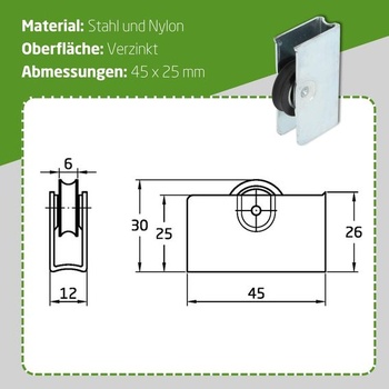 Amig - Váleček na posuvná okna - Sada 2 kusů - Rozměr 45 x 25 mm - Kovové pouzdro s kuličkovým
