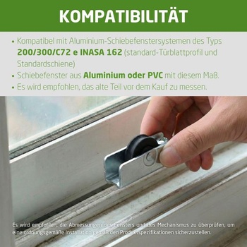 Amig - Váleček na posuvná okna - Sada 2 kusů - Rozměr 45 x 25 mm - Kovové pouzdro s kuličkovým