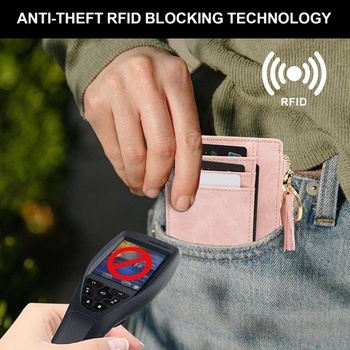 Dámská peněženka LJCZKA s pouzdrem na karty se zipem, tenké pouzdro na karty s RFID ochranou, 8