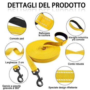 COMSLE Vodítko pre výcvik psov, 3m / 5m / 10m / 15m / 20m Robustné dlhé vodítko pre psov Reflexné