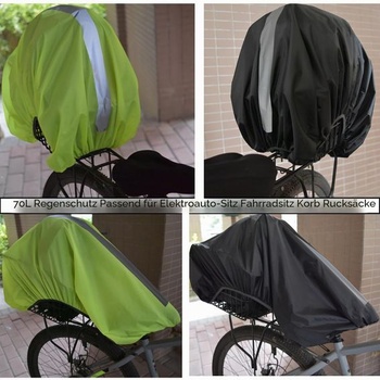 Pláštenka na košík na bicykel, tašku a nosič batožiny – Vodeodolný kryt s reflexnými pruhmi, 70 l,
