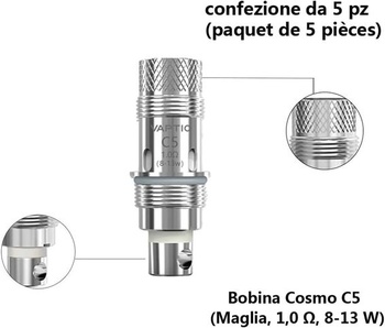 5ks VAPTIO Cosmo žhaviaca hlava 1,0 ohm, odpor 8W-13W, sieťovaná žhaviaca hlava C5 pre Cosmo A2