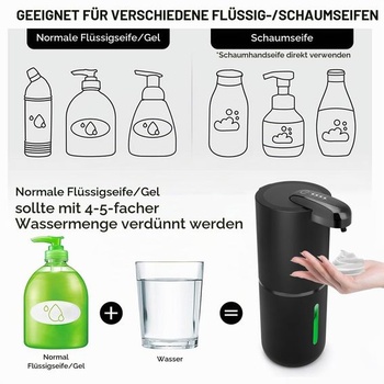 Automatický dávkovač pěnového mýdla Cuteefun 380ml, černý, pro pěnivé mýdlo