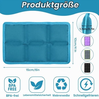 4 malé chladiace vrecká (15x10 cm) – Flexibilné chladiace podložky v 4 farbách vyrobené z mäkkej