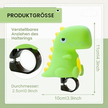 Zvonek na kolo, klakson s dinosaurem, dětské kolo, klakson na kolo pro děti