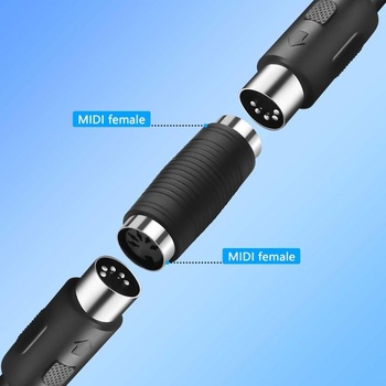 CERRXIAN 5pinový MIDI DIN konektor pre zmenu pohlavia, 5pinový DIN MIDI adaptér (samica-samica) pre