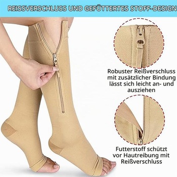 2 páry kompresných pančúch na zips, kompresné pančuchy bez prstov, elastické pančuchy po kolená na