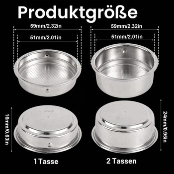 2 košíky portafiltru na espresso 51 mm (kapacita 1 šálek + 2 šálky)