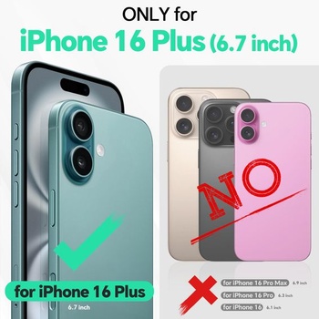 Kryt TUCCH pro iPhone 16 Plus, RFID blokátor, peněženka, černá texturovaná