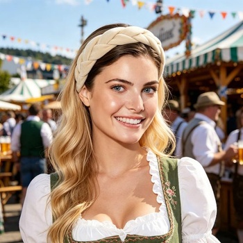 Tradičná pletená čelenka, čelenka Oktoberfest pre ženy, zamatový pletený vzhľad dirndl pre ženy,