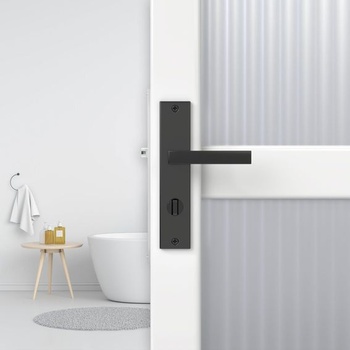Kľučky dverí, interiérové ​​dvere, kľučka, čierna, 78 mm, DIN, WC, kúpeľňa, WC - kúpeľňa čierna