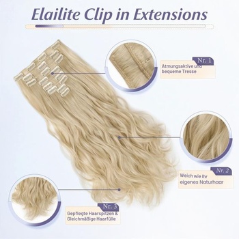 Elailite Clip-In predlžovanie vlasov, 140g vlasové predlžovanie, vlnitý príčesok, 8 útkov s 18