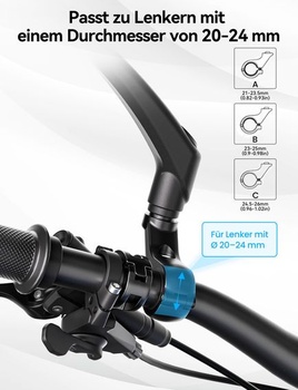 Zpětné zrcátko na kolo COICER pro elektrokola (levé), Zpětné zrcátko na kolo pro elektrokola