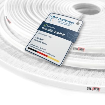 STEIGNER Samolepiace kefové tesnenie biele 4 mm x 5 m - Robustné tesnenie dverí pre posuvné dvere,